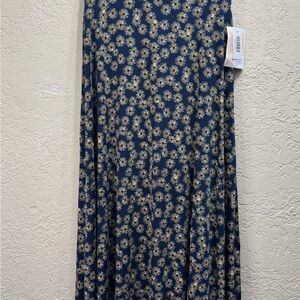 XS LuLaRoe Maxi Skirt Blue Daisy Floral Print NWT Modest Stretch Skirt